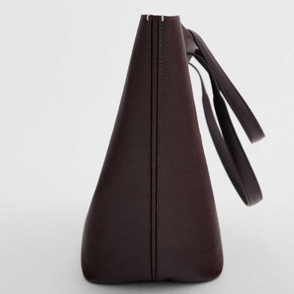 Zara Brown 100% Leather Reversible Tote Bag - Picture 6 of 6